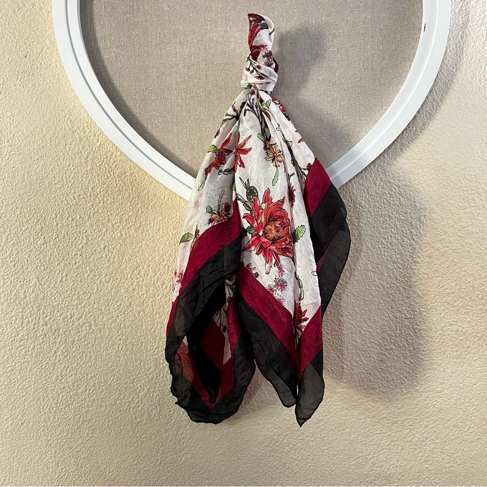 100% Silk Floral Scarf